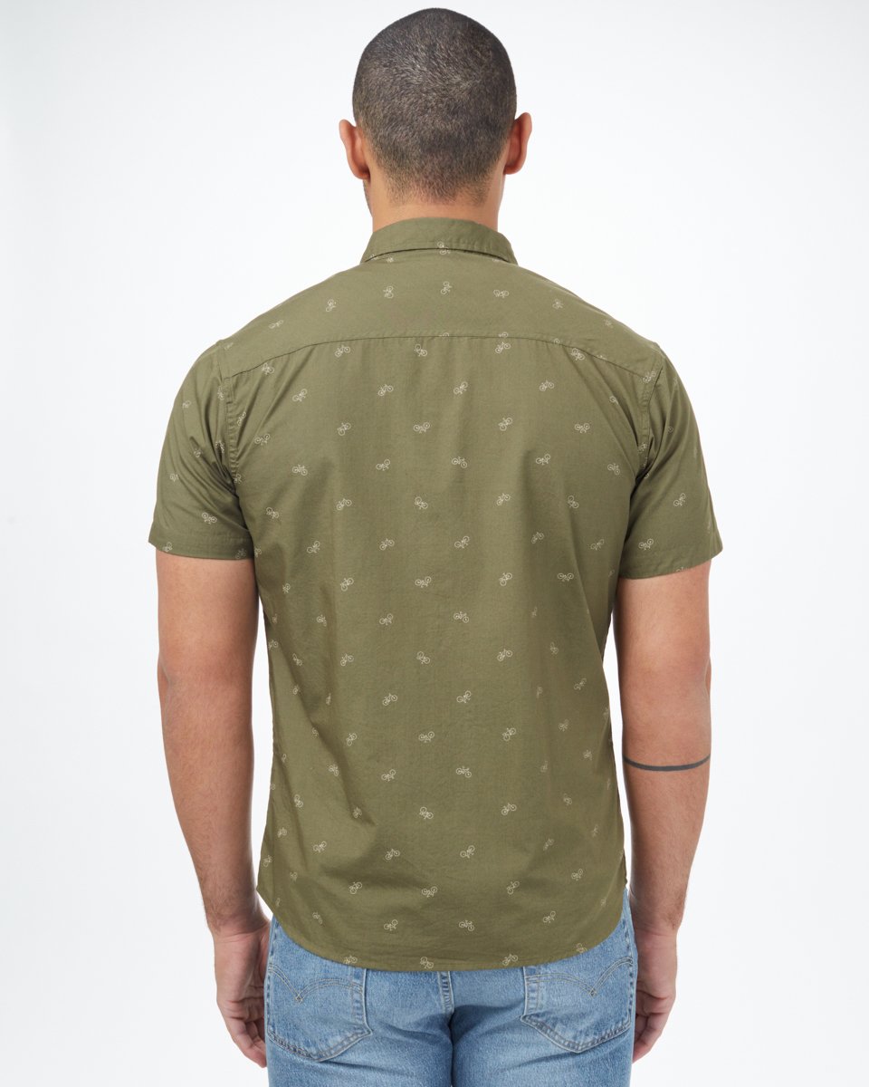 Tentree Bike Around Shortsleeve Shirt - Olive Night Green Bike Around