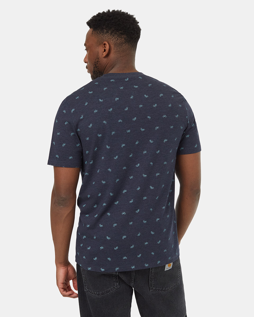 Tentree Men's Bike Around T-Shirt - Midnight Blue Heather Tourmaline
