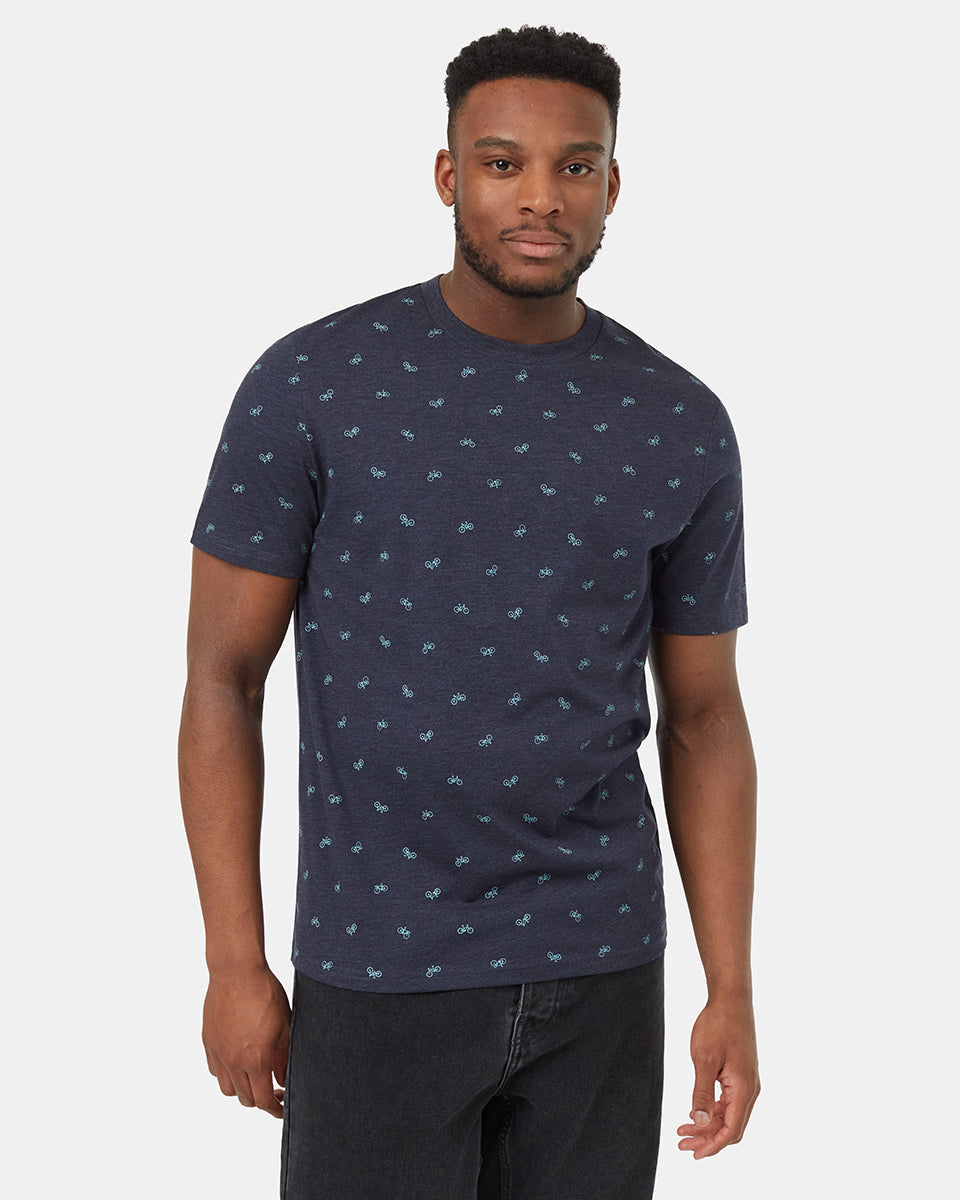 Tentree Men's Bike Around T-Shirt - Midnight Blue Heather Tourmaline