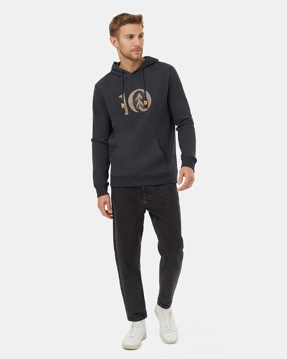 Tentree Men's Woodgrain Ten Hoodie - Meteorite Black Heather