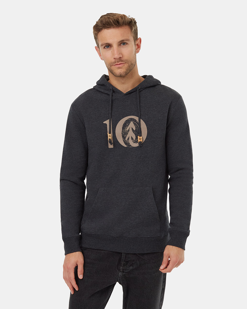 Tentree Men's Woodgrain Ten Hoodie - Meteorite Black Heather