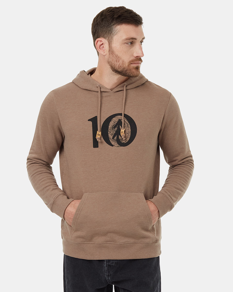 Tentree Men's Woodgrain Ten Hoodie - Fossil Heather Meteorite Black