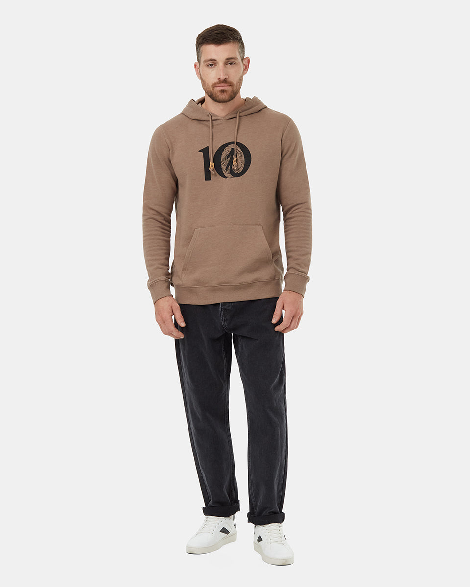 Tentree Men's Woodgrain Ten Hoodie - Fossil Heather Meteorite Black