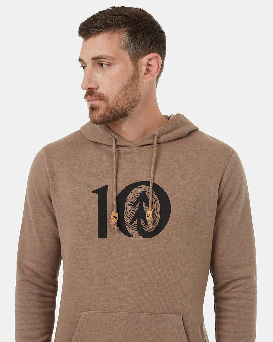 Tentree Men's Woodgrain Ten Hoodie - Fossil Heather Meteorite Black