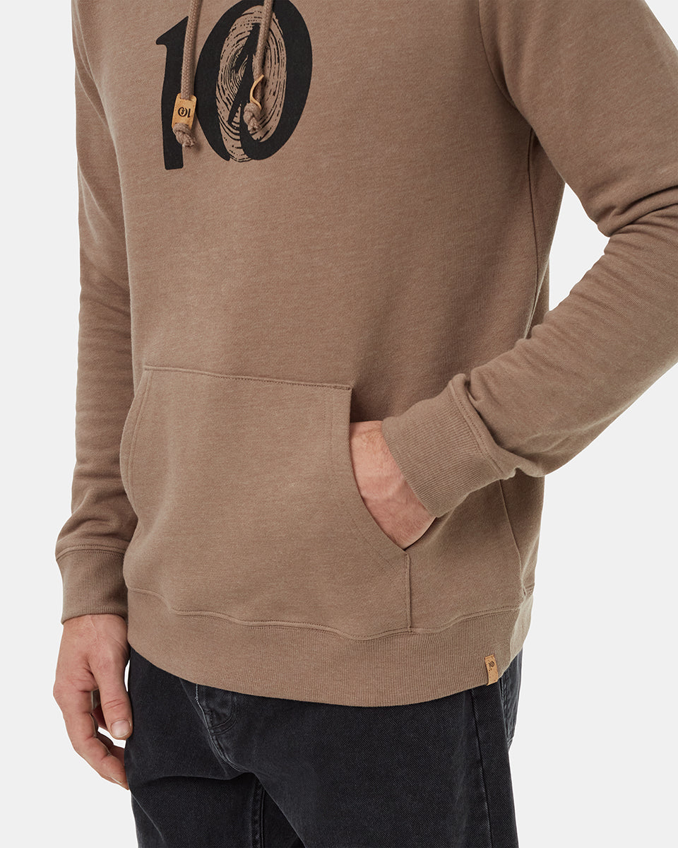 Tentree Men's Woodgrain Ten Hoodie - Fossil Heather Meteorite Black