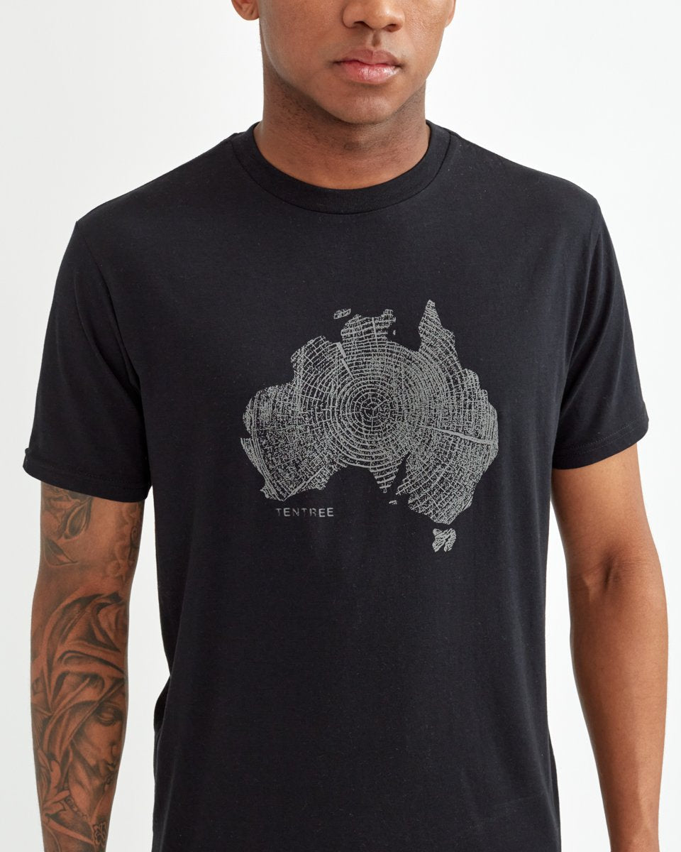 Tentree Australia Woodgrain T-Shirt - Meteorite Black