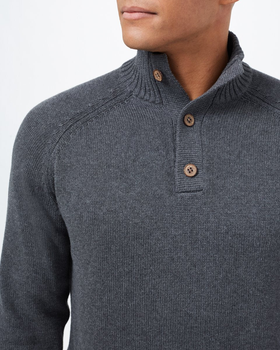 Tentree Highline Mock Neck Sweater - Dark Grey Heather