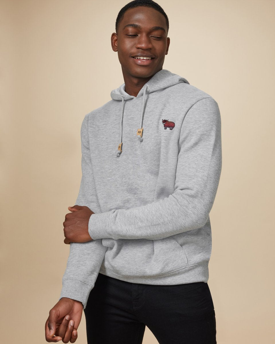 Tentree Nepal Embroidered Yak Hoodie - Hi Rise Grey Heather