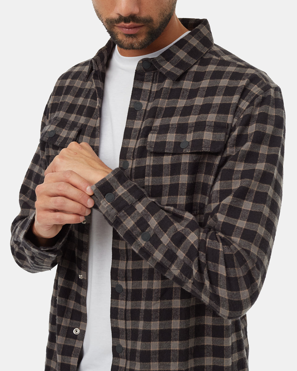 Tentree Men's Kapok Flannel Colville - Meteorite Black Fossil