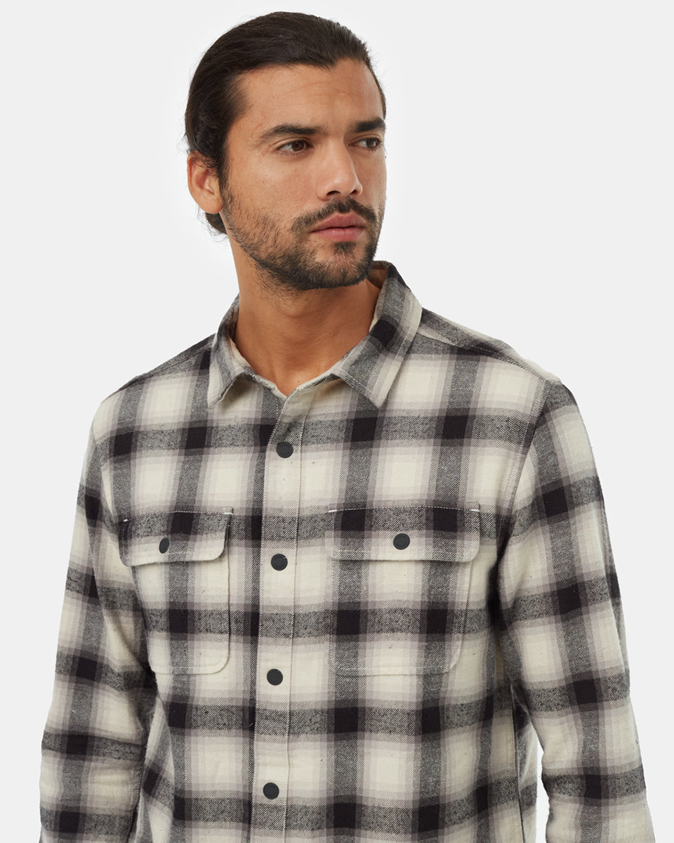 Tentree Men's Kapok Flannel Colville - Meteorite Black Pale Oak