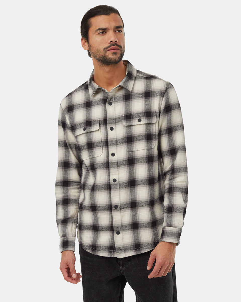 Tentree Men's Kapok Flannel Colville - Meteorite Black Pale Oak