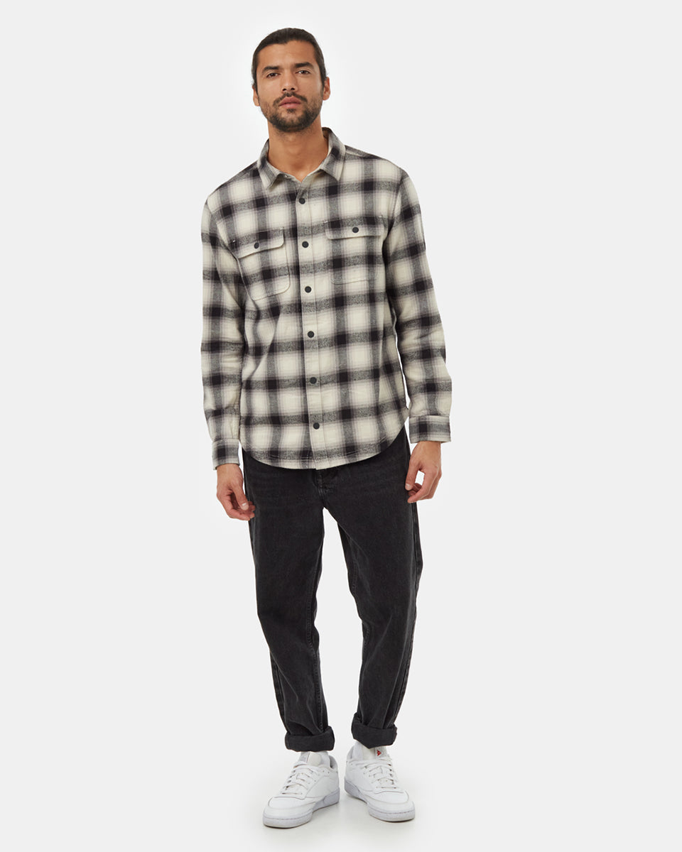 Tentree Men's Kapok Flannel Colville - Meteorite Black Pale Oak