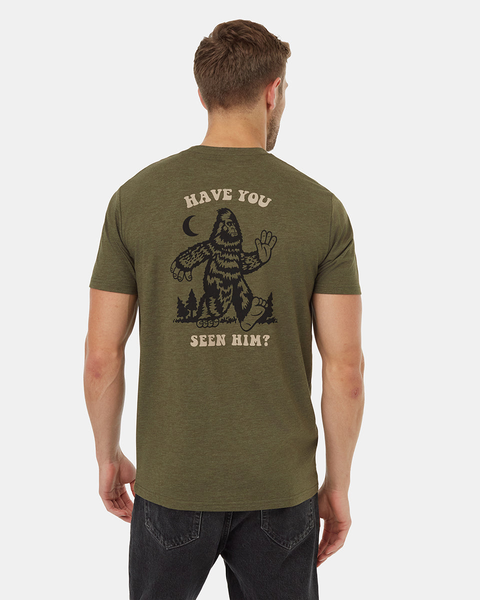 Tentree Men's Have You Seen Him T-Shirt - Olive Night Green Heather Meteorite Black
