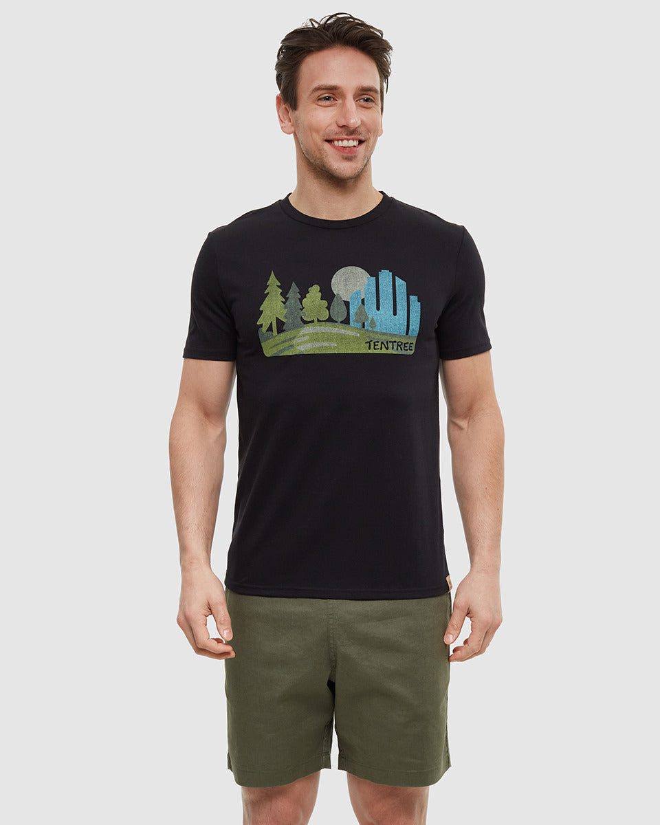 Tentree Men's Urban Skyline T-Shirt - Meteorite Black Gulf Stream