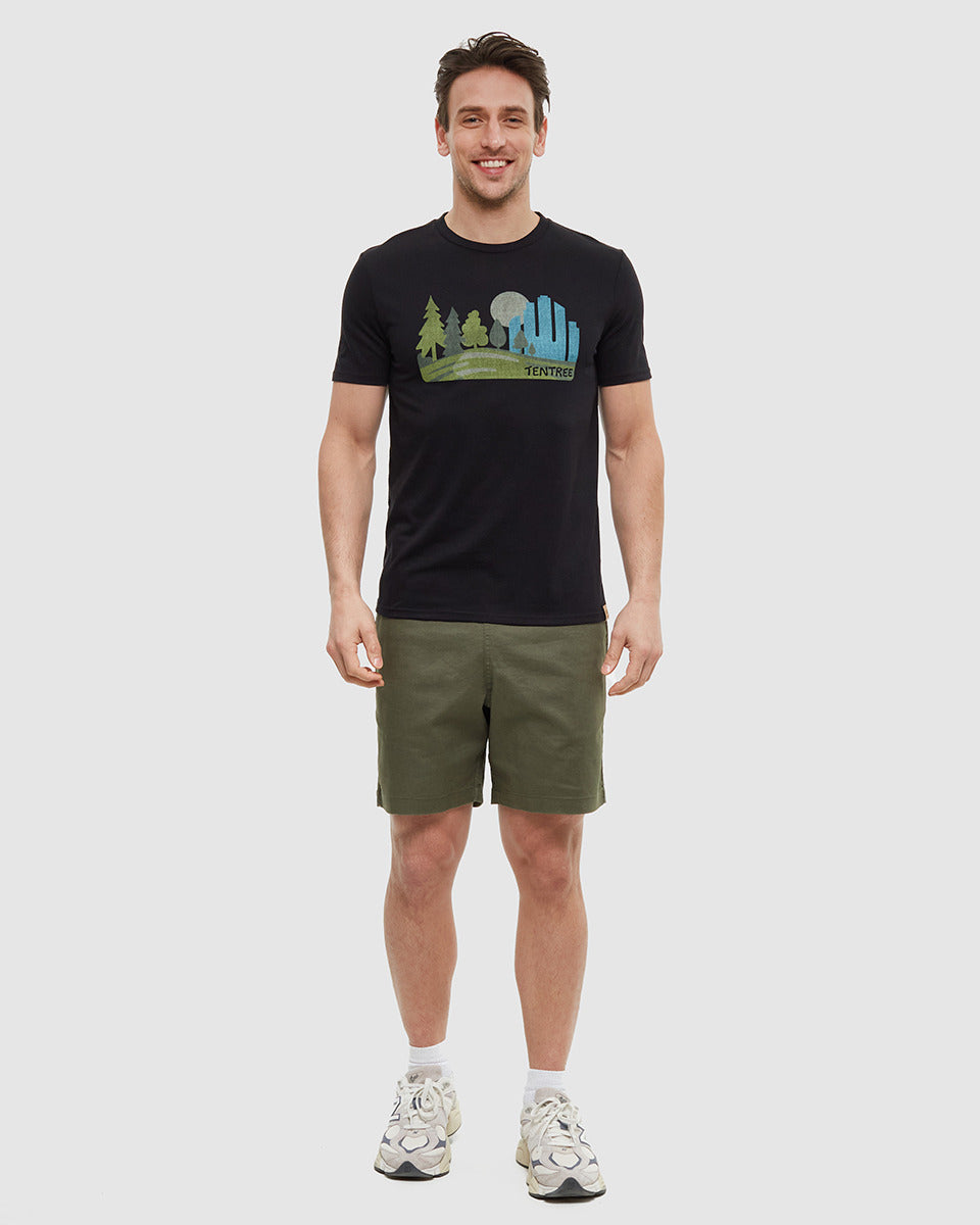 Tentree Men's Urban Skyline T-Shirt - Meteorite Black Gulf Stream