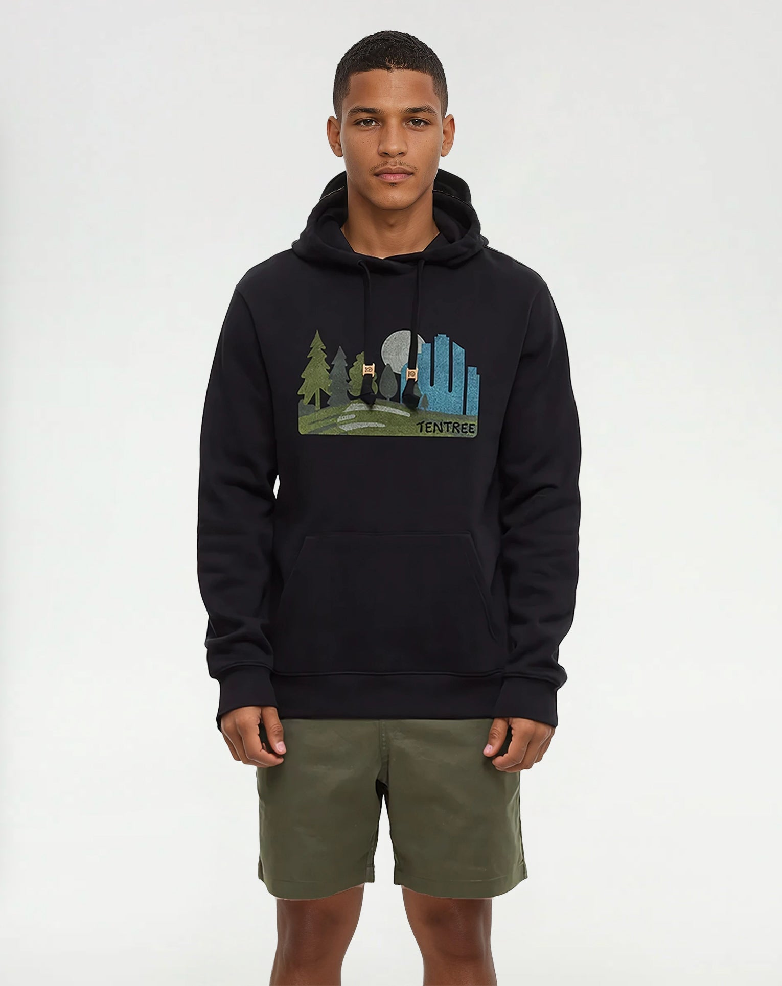 Tentree Men's Urban Skyline Hoodie - Meteorite Black Gulf Stream