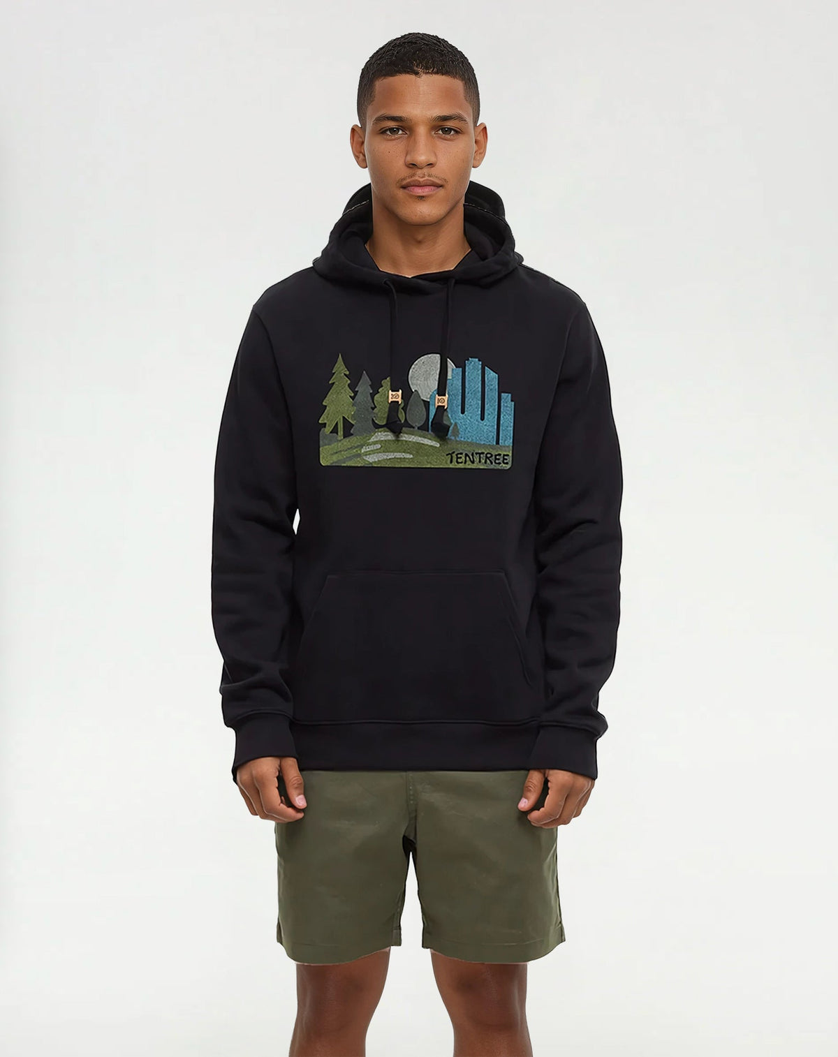Tentree Men's Urban Skyline Hoodie - Meteorite Black Gulf Stream