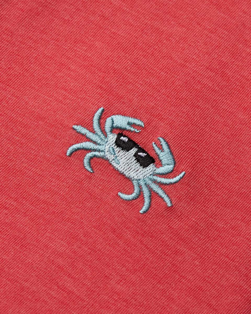 Tentree Men's Crabby Astir Polo - Deep Coral Heather Blue Haze
