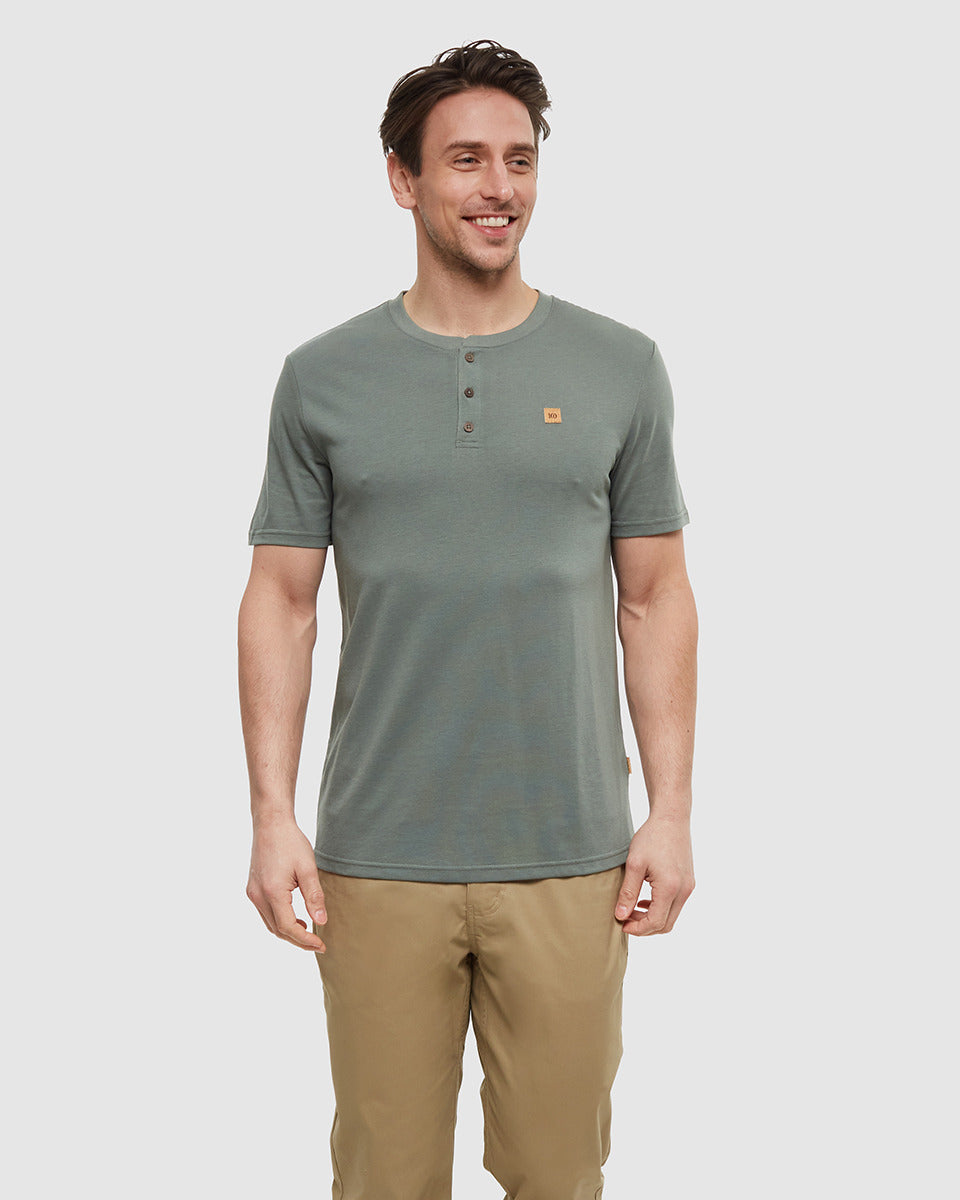 Tentree Men's TreeBlend Baker Henley - Agave Green