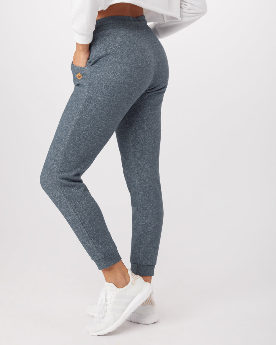 Tentree Bamone Sweatpant - Dark Ocean Blue Marled