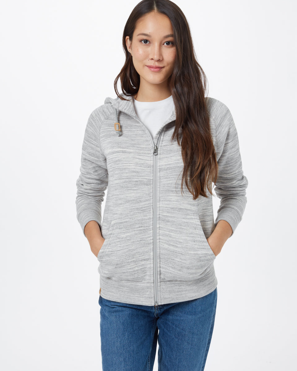 Tentree Burney Zip Hoodie - Hi Rise Grey Space Dye