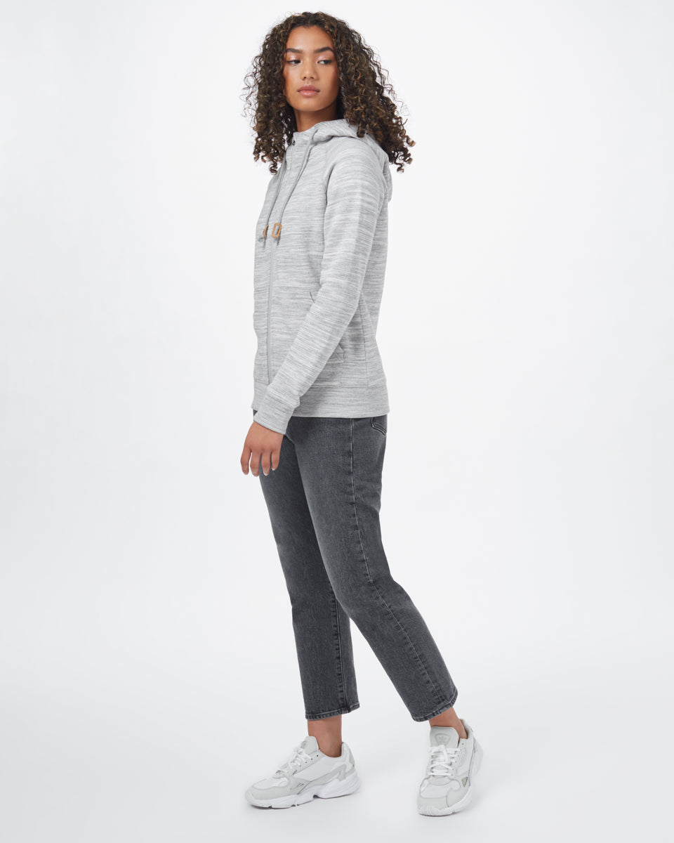 Tentree Burney Zip Hoodie - Hi Rise Grey Space Dye