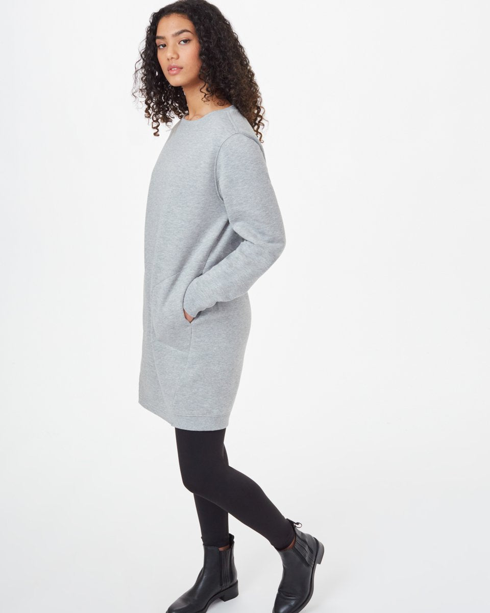 Tentree Fleece Crew Dress - Hi Rise Grey Heather