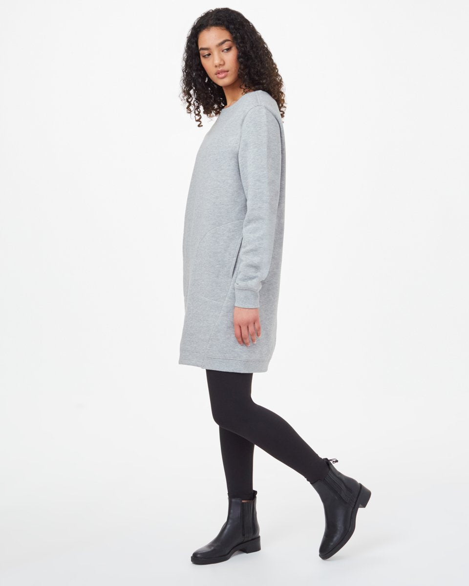 Tentree Fleece Crew Dress - Hi Rise Grey Heather