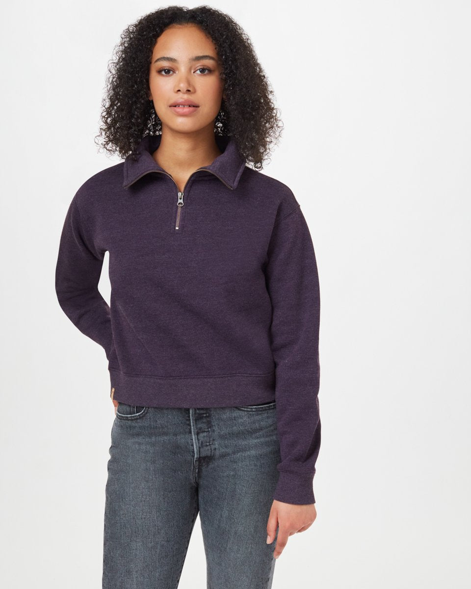 Tentree 1/4 Zip Fleece - Aubergine Purple Heather