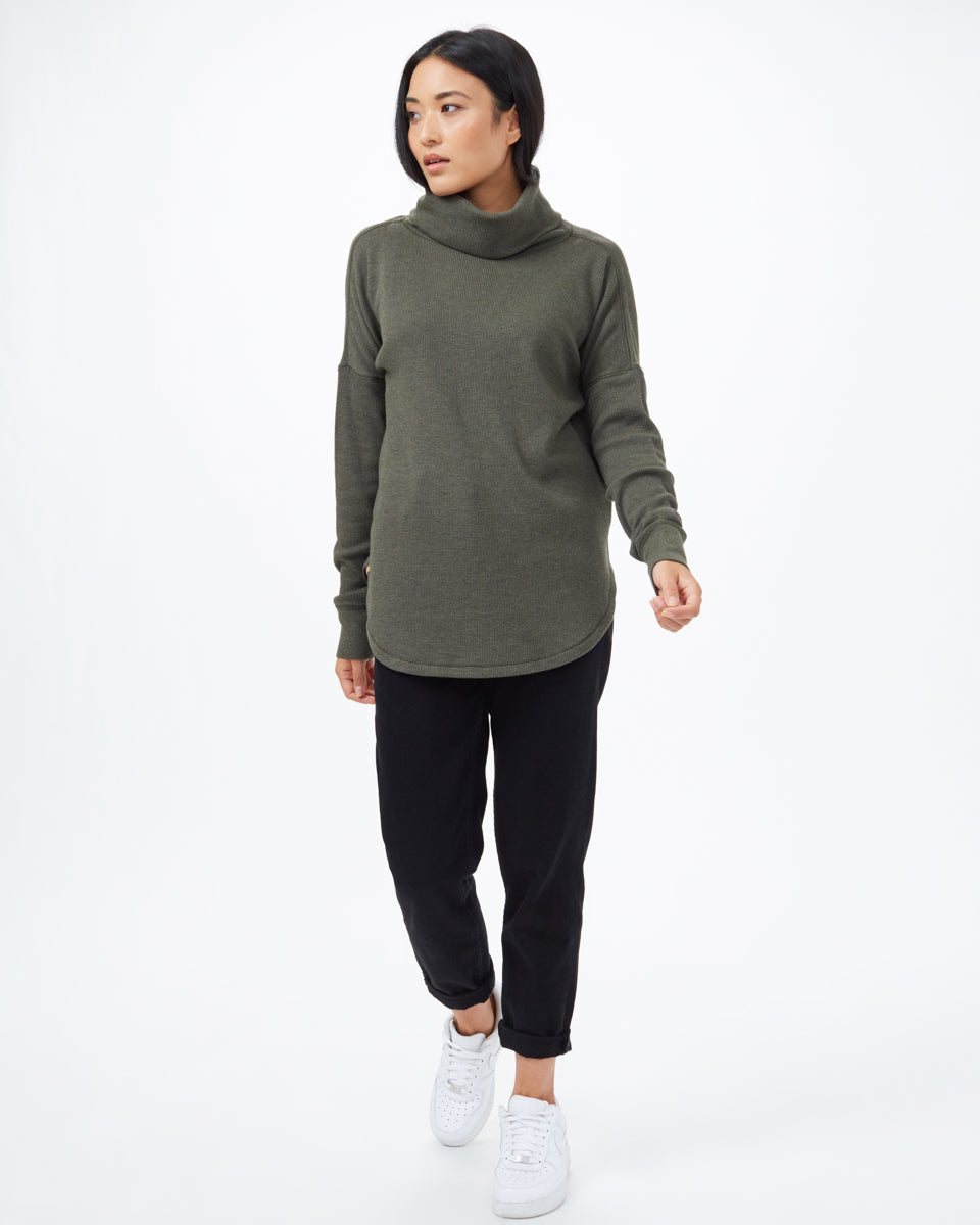 Tentree Highwood Turtleneck - Black Olive Green Heather