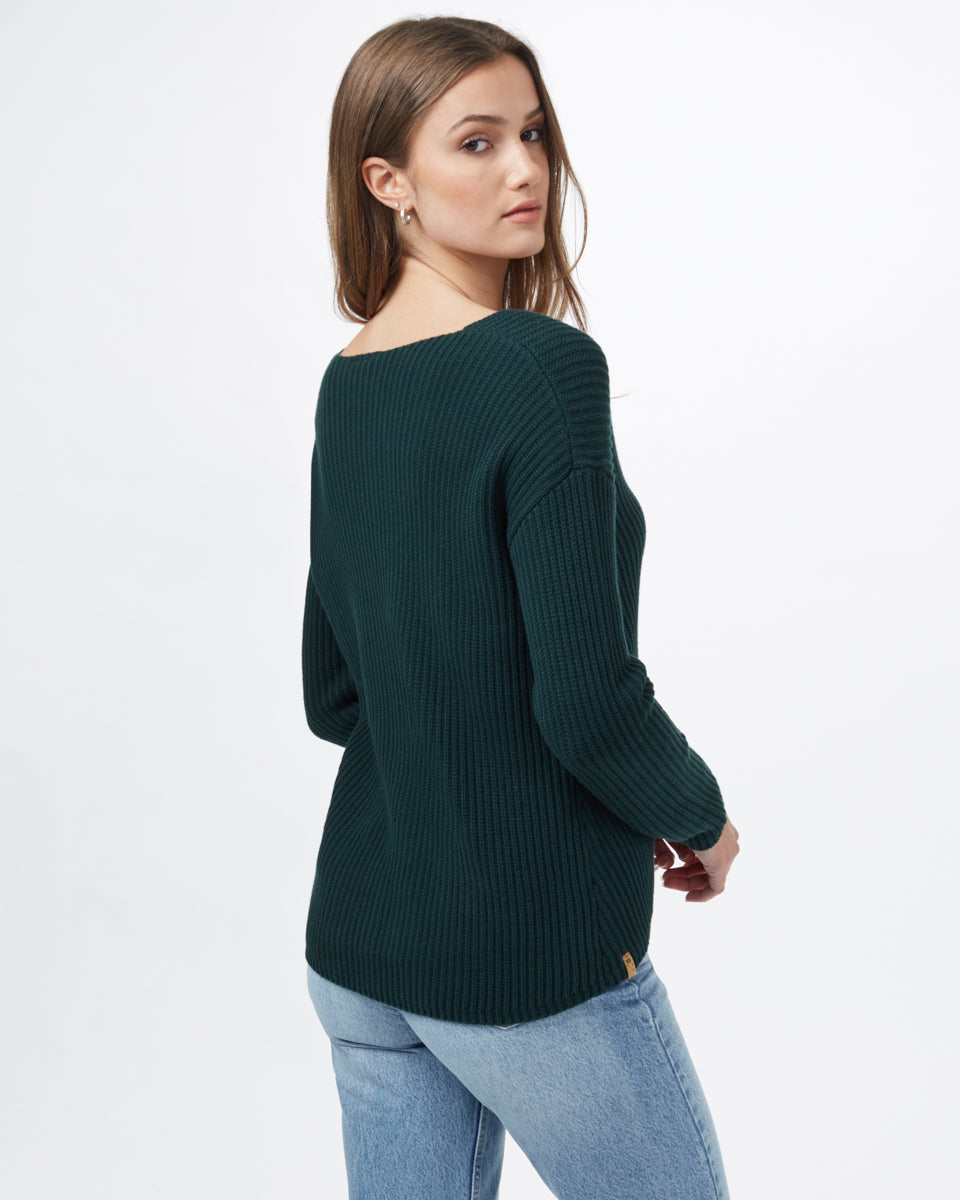 Tentree Highline V-Neck Sweater - Dark Forest Green