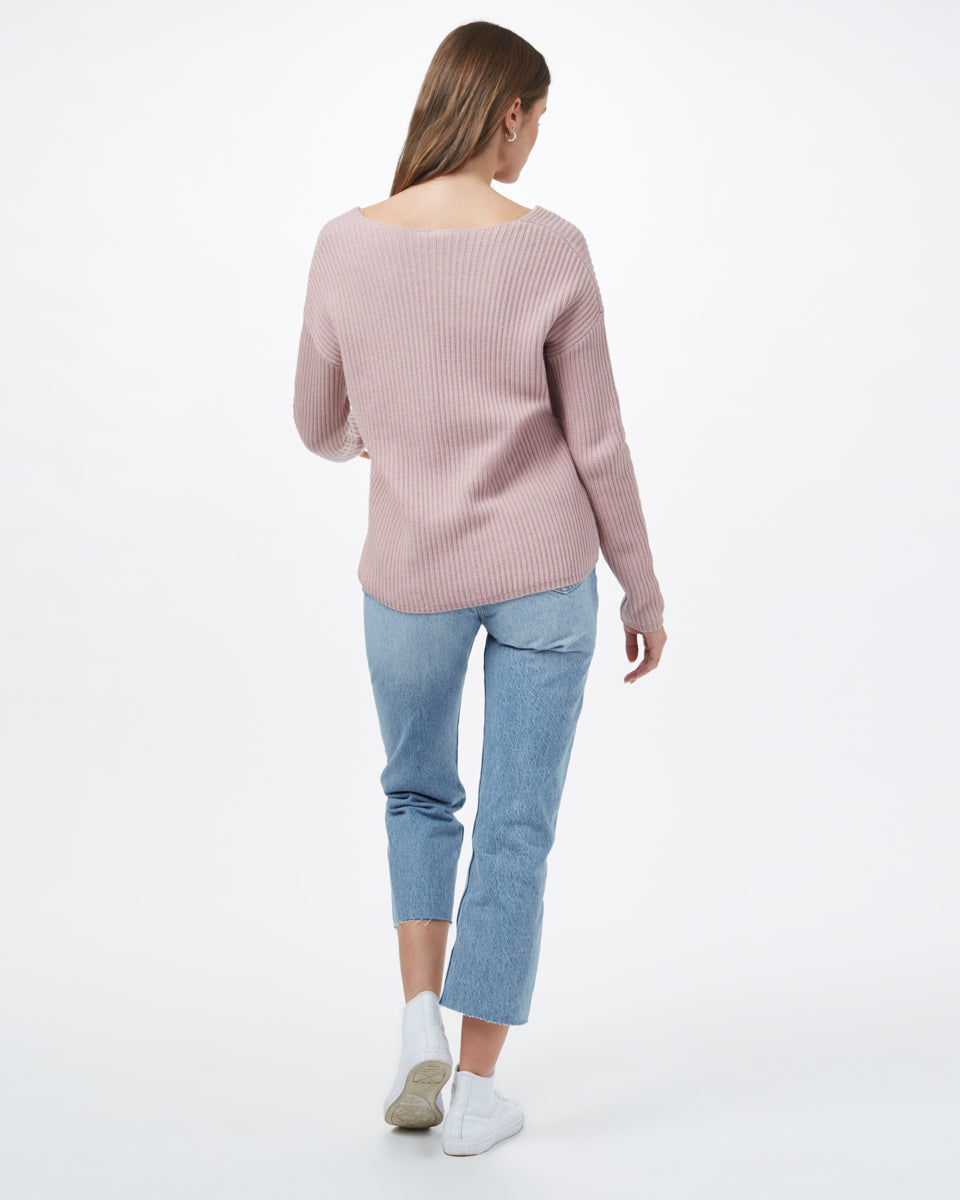 Tentree Highline V-Neck Sweater - Orchid Pink