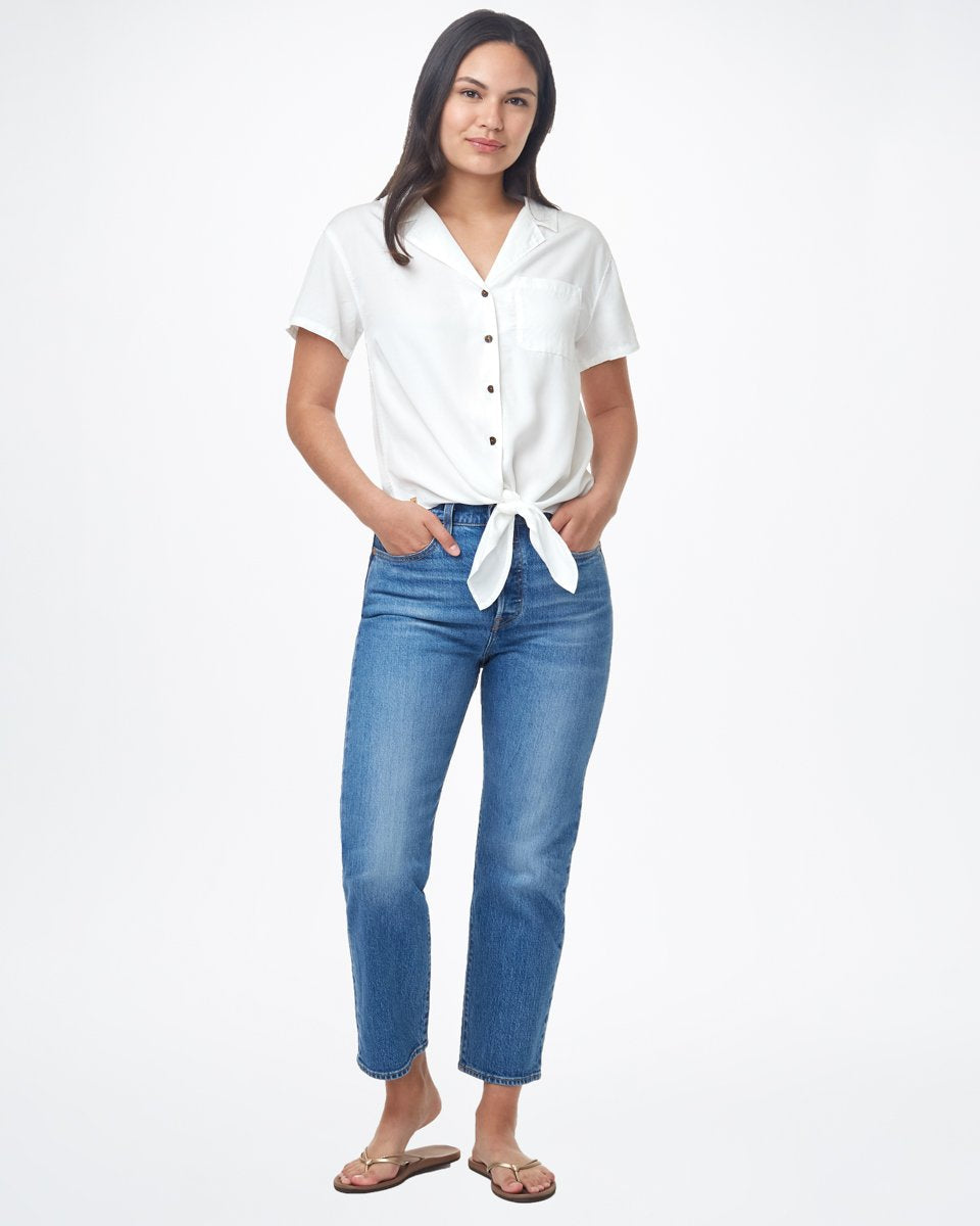 Tentree Women's Meander Tie Front Shirt - White