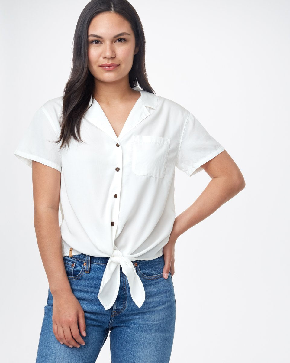 Tentree Women's Meander Tie Front Shirt - White
