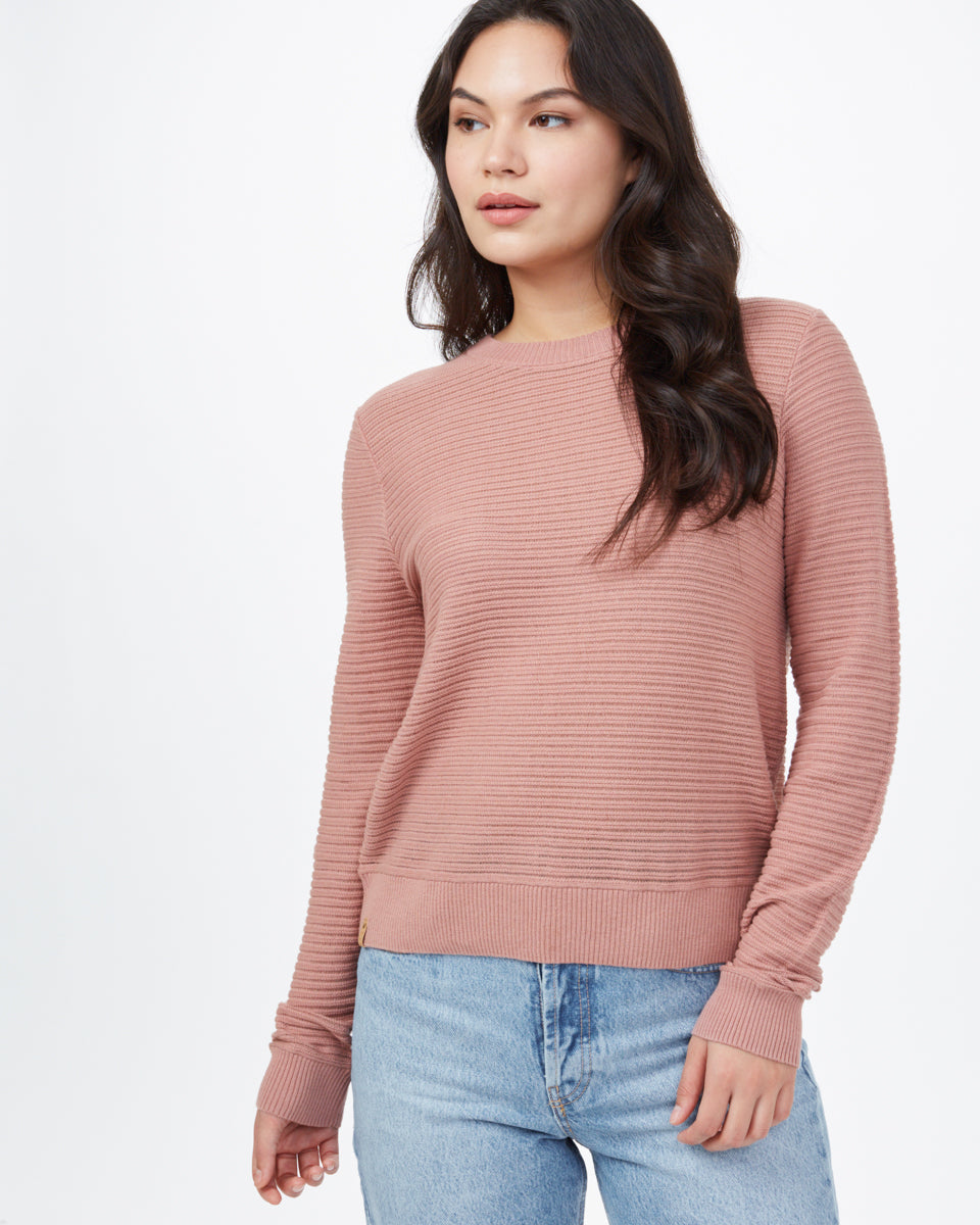 Tentree Highline Cotton Rib Crew Sweater - Burlwood Pink