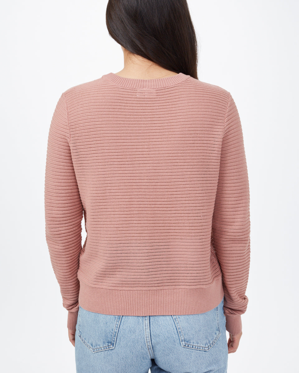 Tentree Highline Cotton Rib Crew Sweater - Burlwood Pink