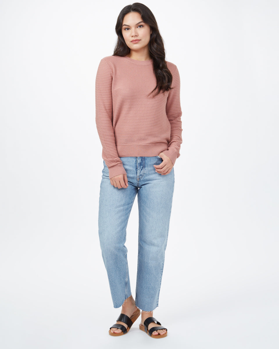 Tentree Highline Cotton Rib Crew Sweater - Burlwood Pink