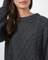 Tentree Highline Wool Cable Crew - Dark Grey Heather