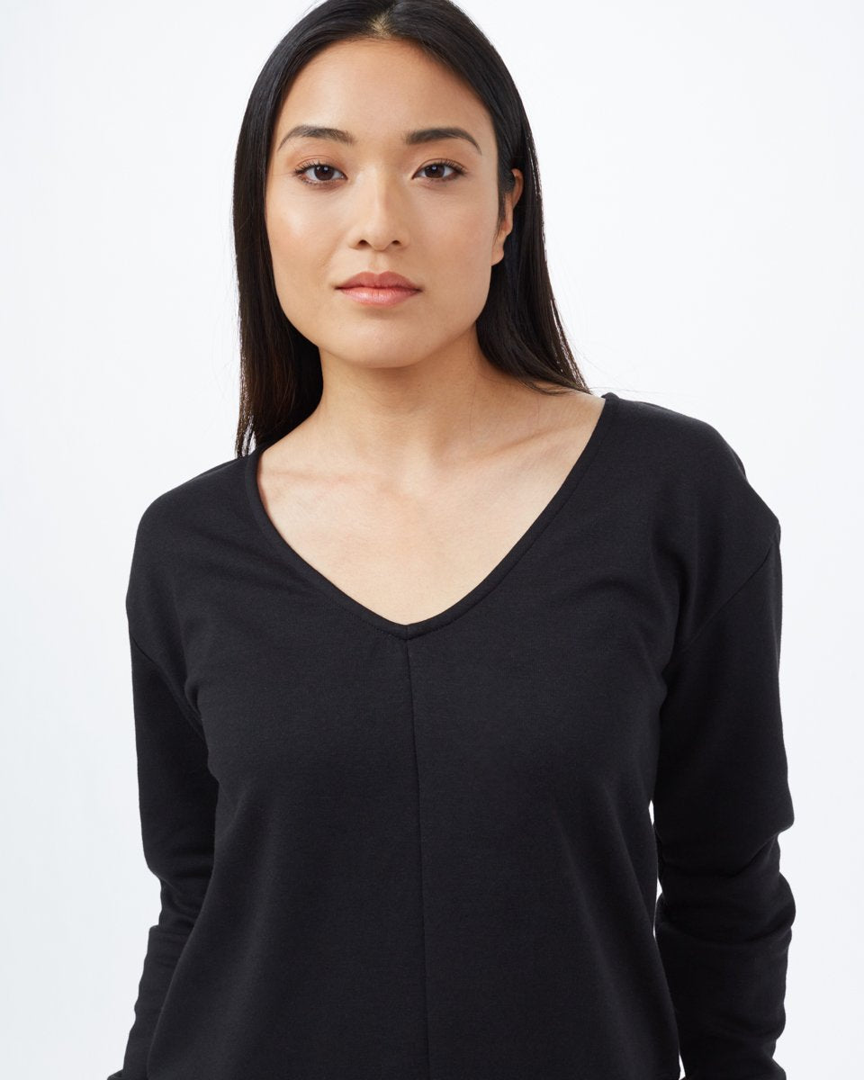 Tentree Ponte V-Neck Top - Jet Black