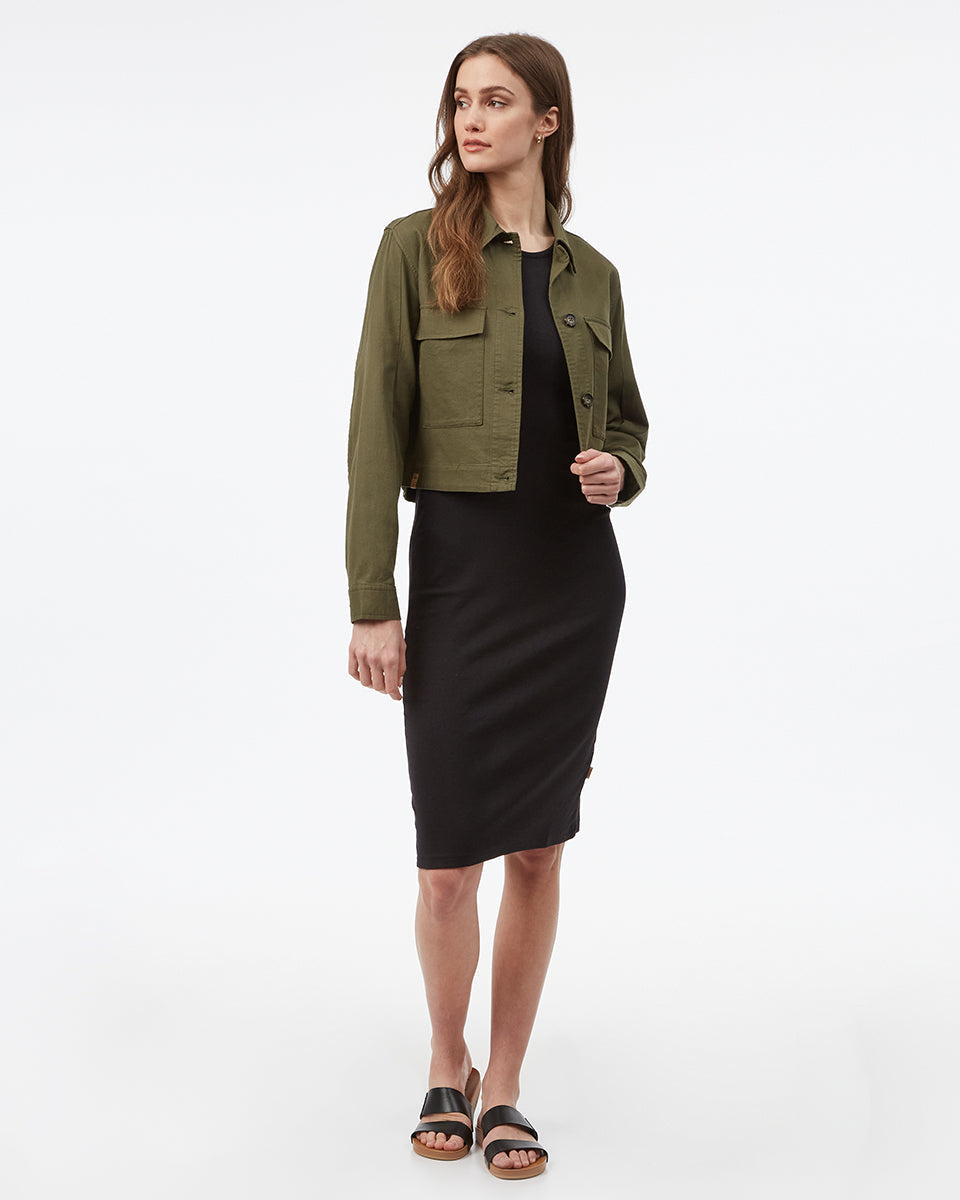Tentree Women's Short Utility Jacket - Olive Night Green