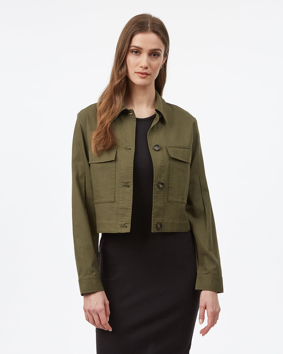 Tentree Women's Short Utility Jacket - Olive Night Green