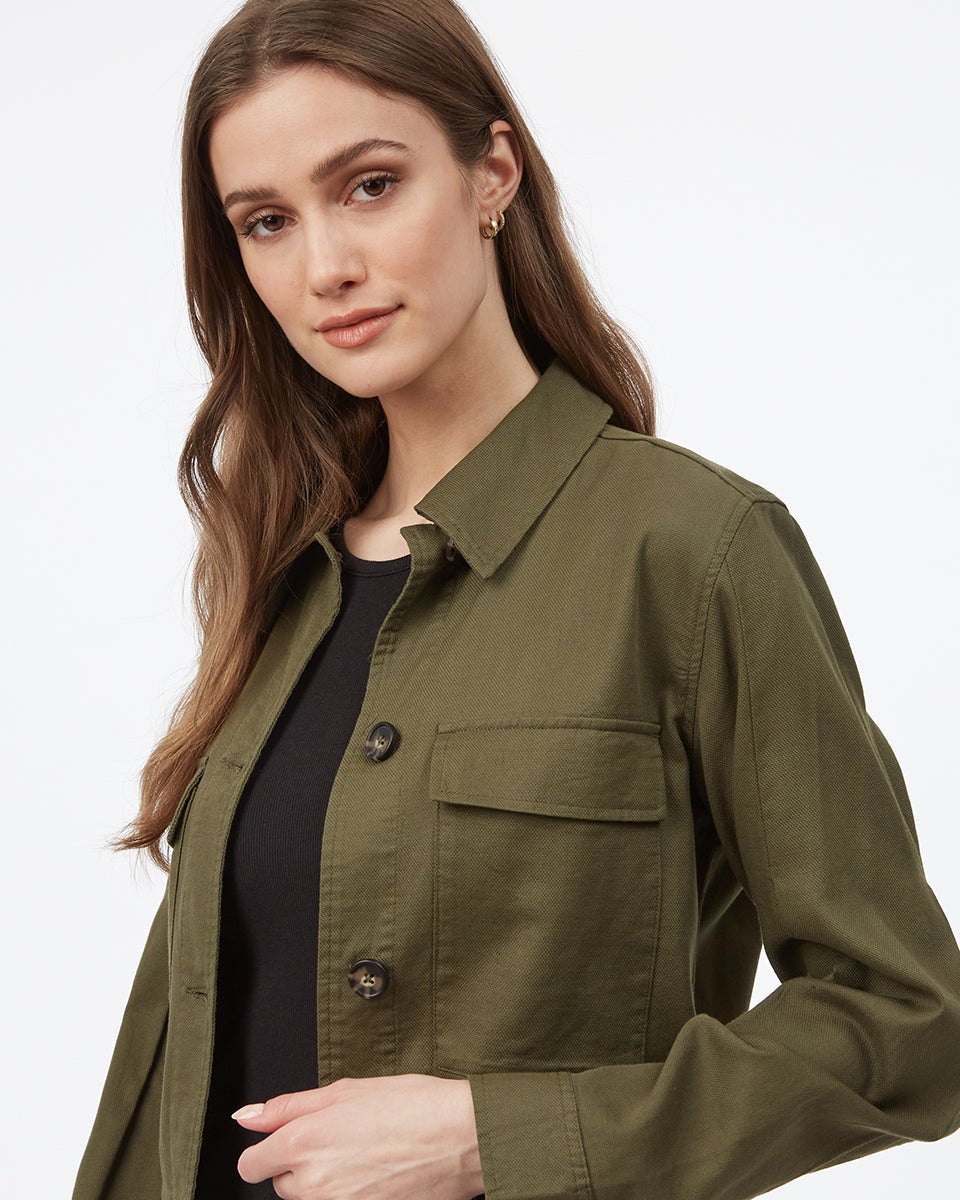 Tentree Women's Short Utility Jacket - Olive Night Green