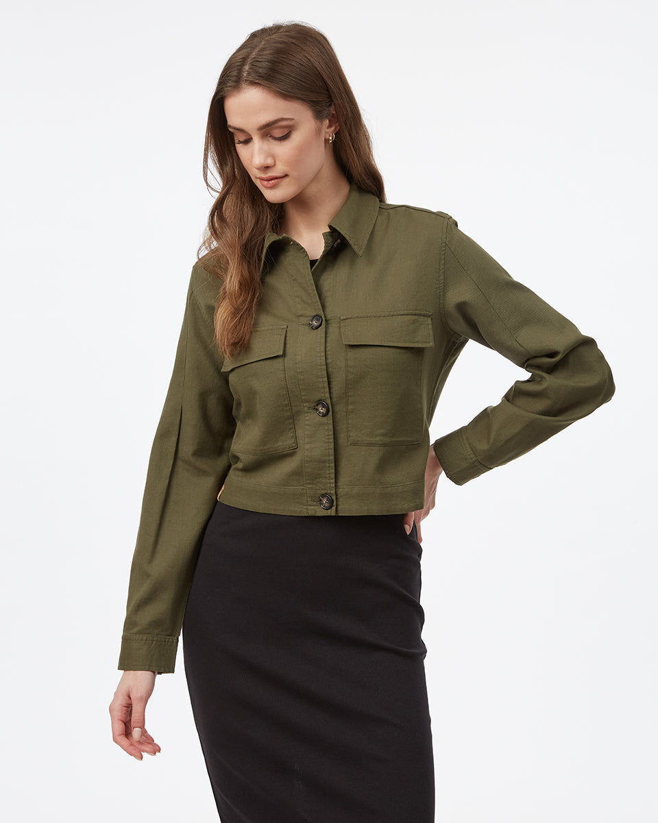 Tentree Women's Short Utility Jacket - Olive Night Green