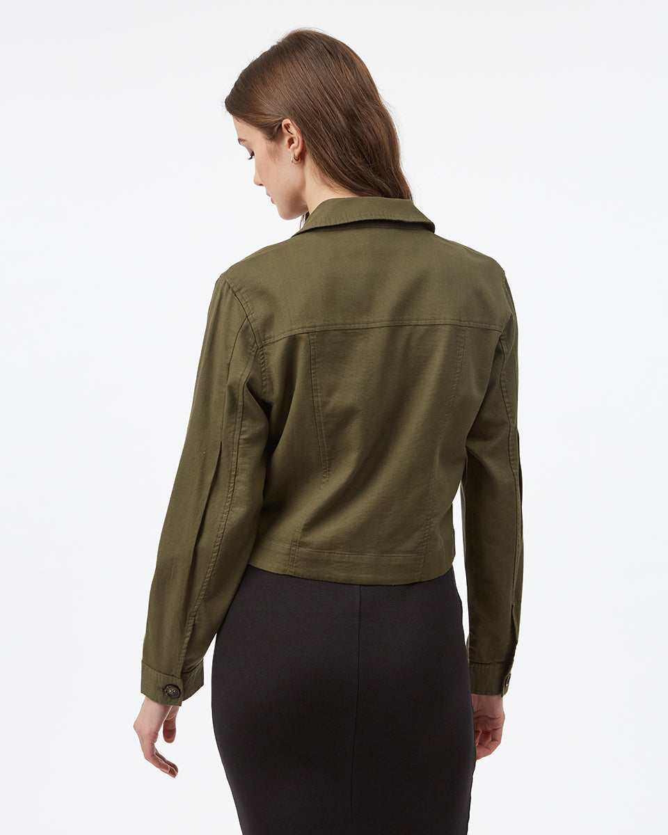 Tentree Women's Short Utility Jacket - Olive Night Green