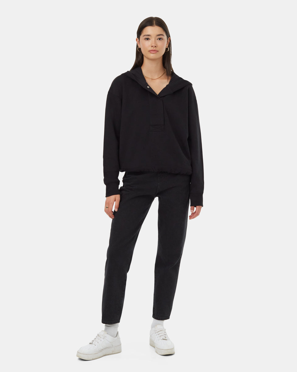 Tentree Women's TreeFleece Hooded Anorak - Meteorite Black