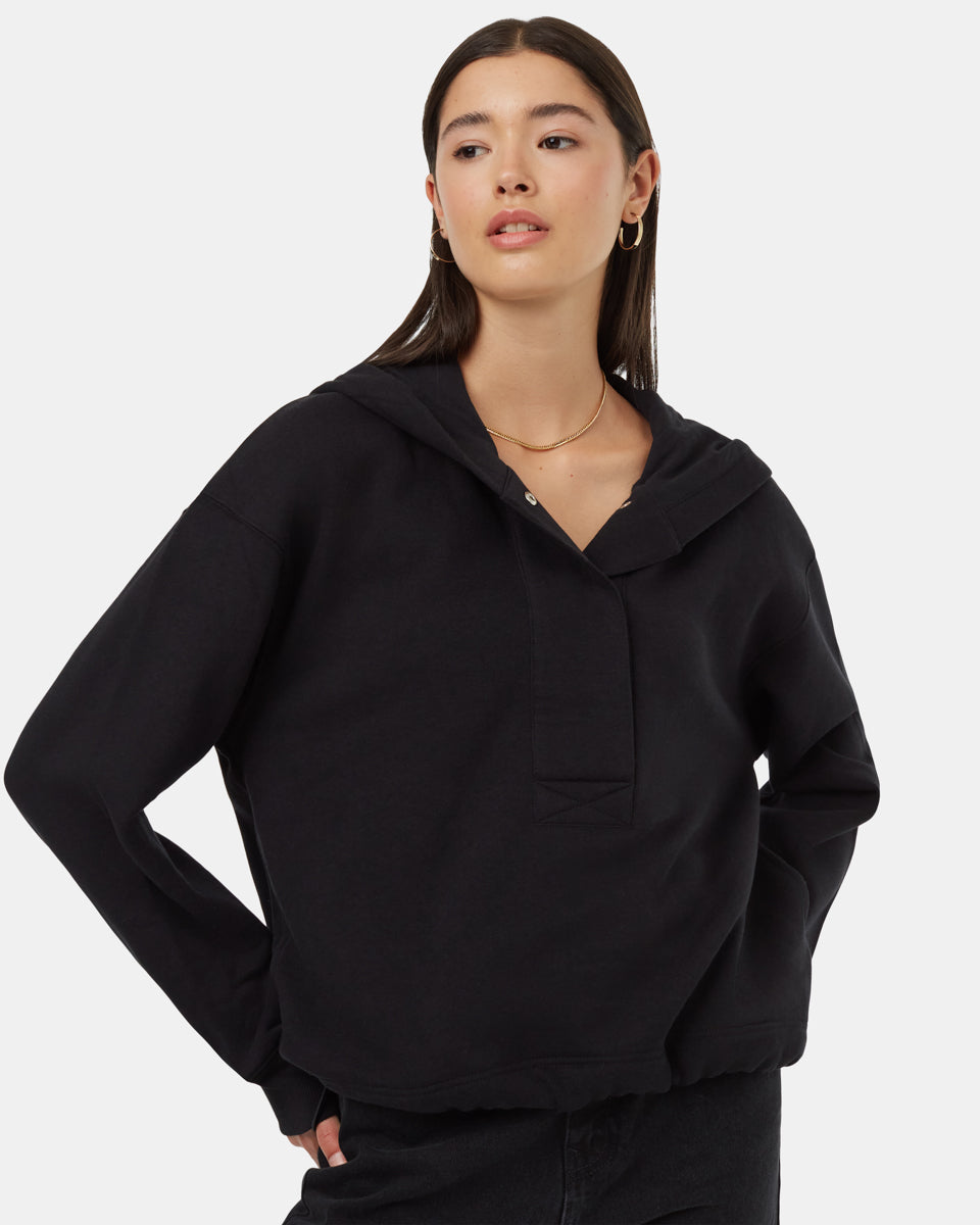 Tentree Women's TreeFleece Hooded Anorak - Meteorite Black