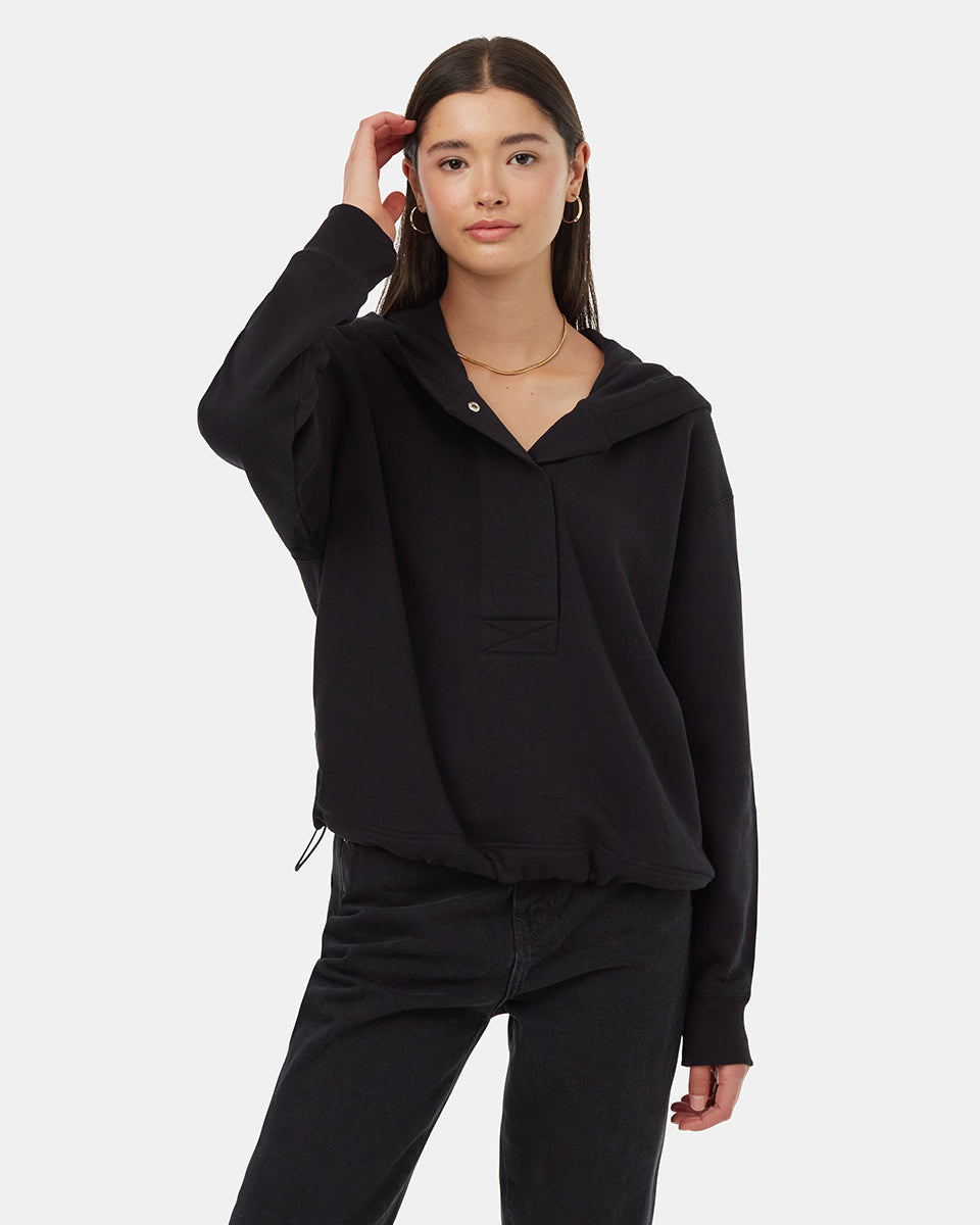 Tentree Women's TreeFleece Hooded Anorak - Meteorite Black