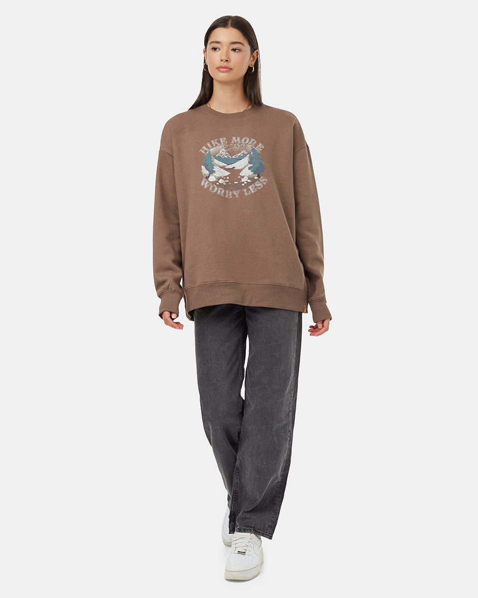 Tentree Women's Hike More Oversized Crew - Fossil White Onyx