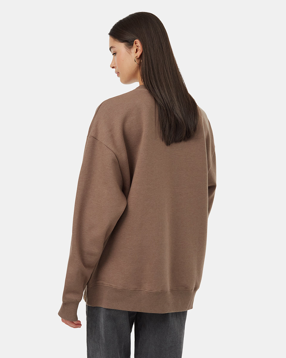 Tentree Women's Hike More Oversized Crew - Fossil White Onyx