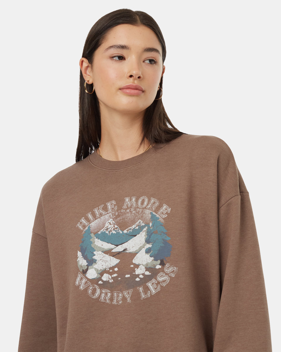Tentree Women's Hike More Oversized Crew - Fossil White Onyx